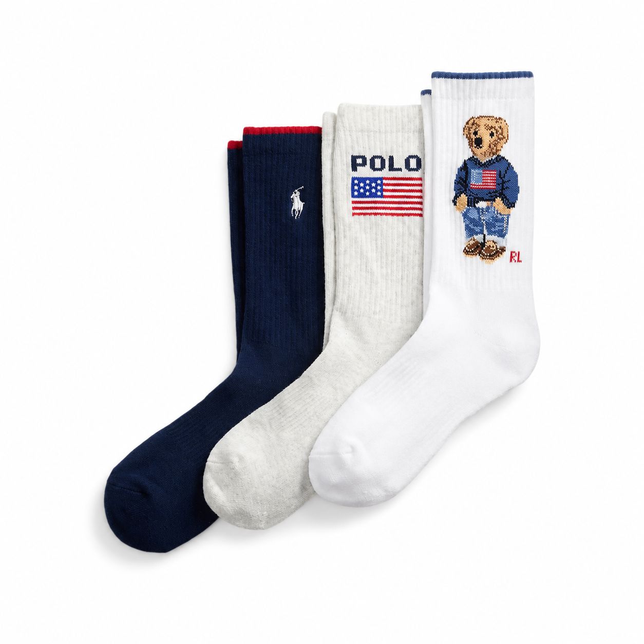 Ralph Lauren Polo Bear Logo Crew Socken Im 3er-Pack