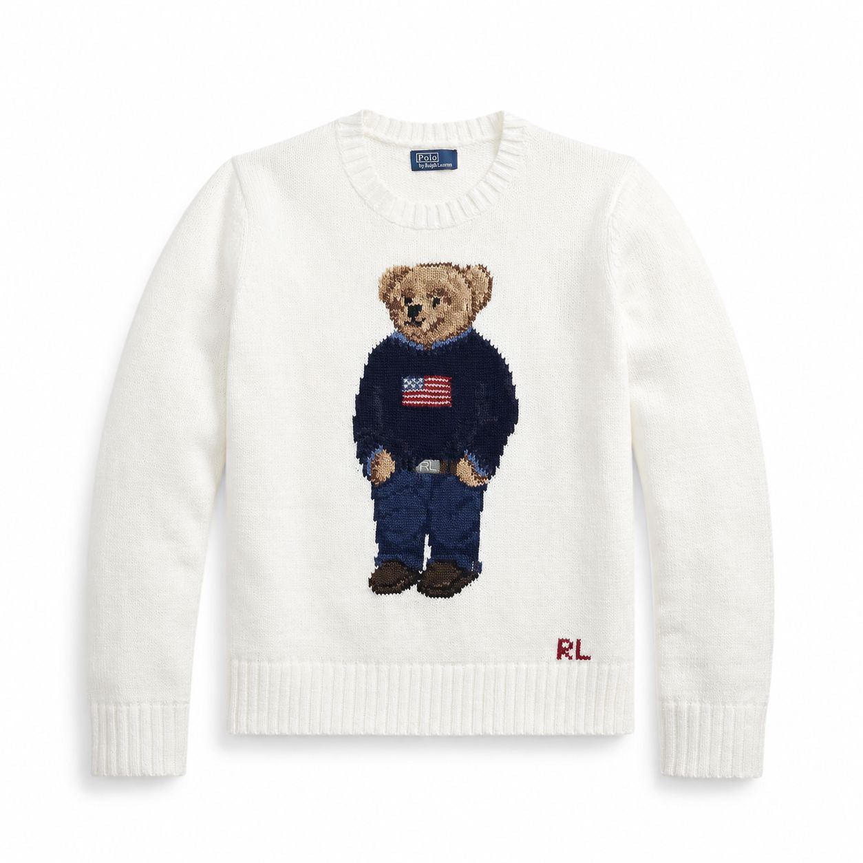 Ralph Lauren Polo Bear Pullover Aus Leinen-Baumwolle Mit Rundhalsausschnitt