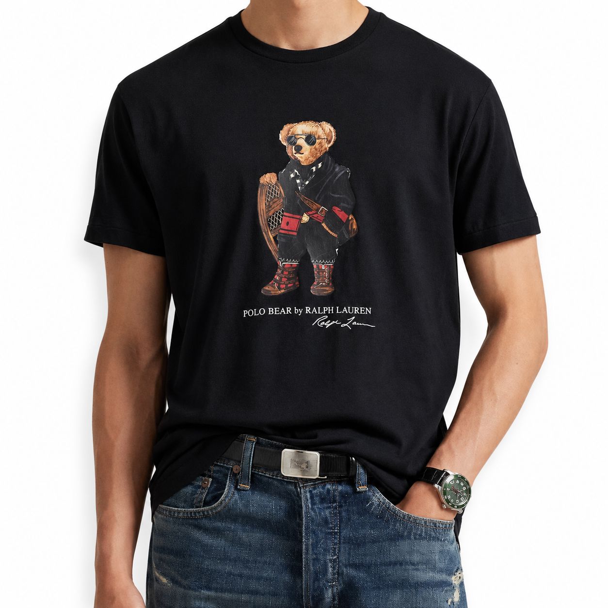 Ralph Lauren Classic Fit Polo Bear Jersey T-SHIRT Schwarz