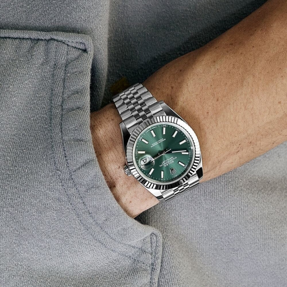 Rolex Datejust Grünes Zifferblatt Jubilee Armband 41mm