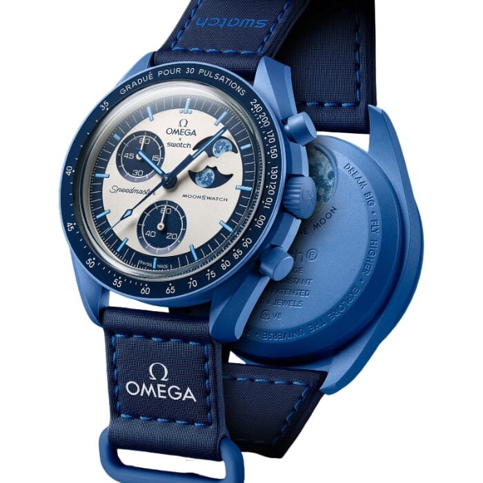 Omega X Swatch Speedmaster Moonswatch "mission to the Blue Moonphase" Herrenchronograph