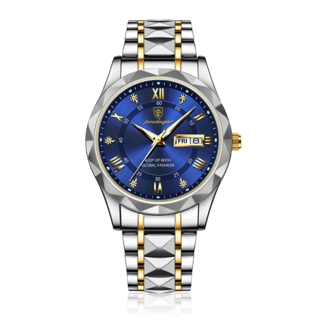 POEDAGAR Luminous Steel 40mm Herrenarmbanduhr - Wasserdicht | Edelstahl