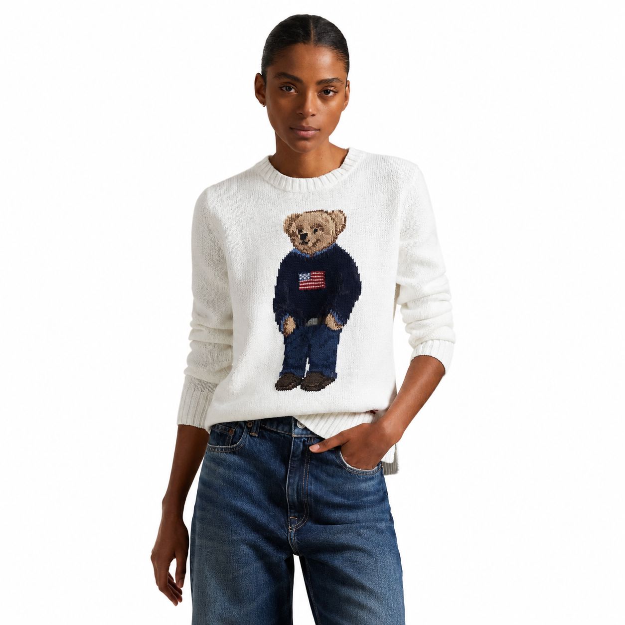 Ralph Lauren Polo Bear Pullover Aus Leinen-Baumwolle Mit Rundhalsausschnitt