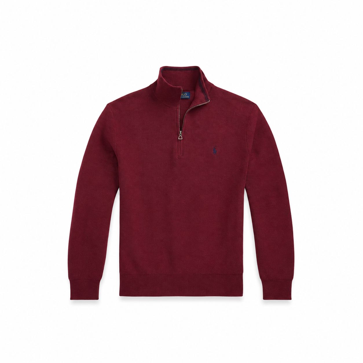 Ralph Lauren Mesh-Strick Baumwoll-Pullover Mit Viertel-Reißverschluss