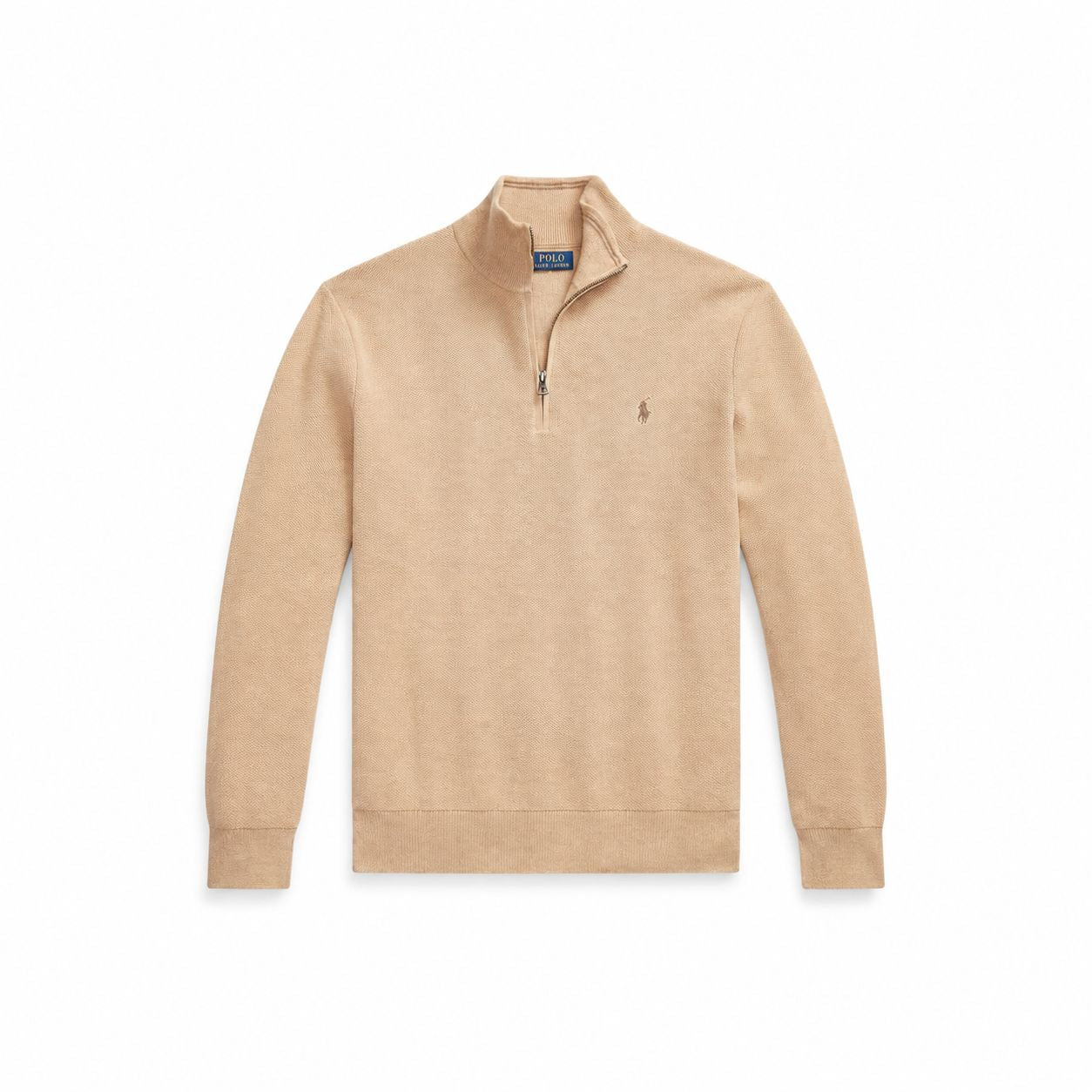 Ralph Lauren Mesh-Strick Baumwoll-Pullover Mit Viertel-Reißverschluss