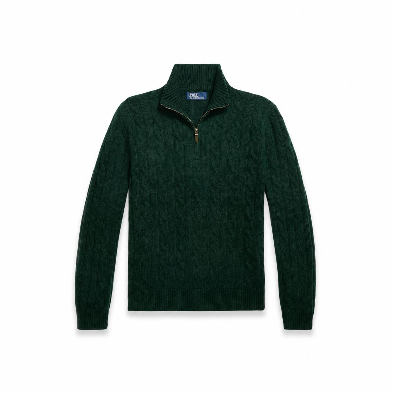 Ralph Lauren Kaschmir-Pullover Mit Zopfmuster Und Reißverschluss