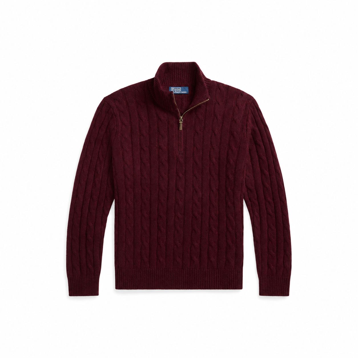 Ralph Lauren Kaschmir-Pullover Mit Zopfmuster Und Reißverschluss
