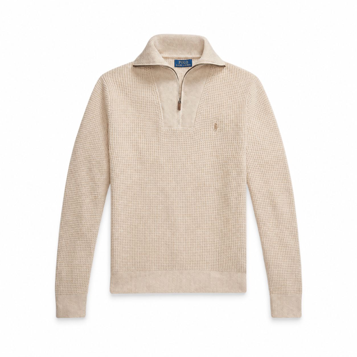 Ralph Lauren Waffelstrick Wolle-Baumwolle Pullover Mit Viertelreißverschluss