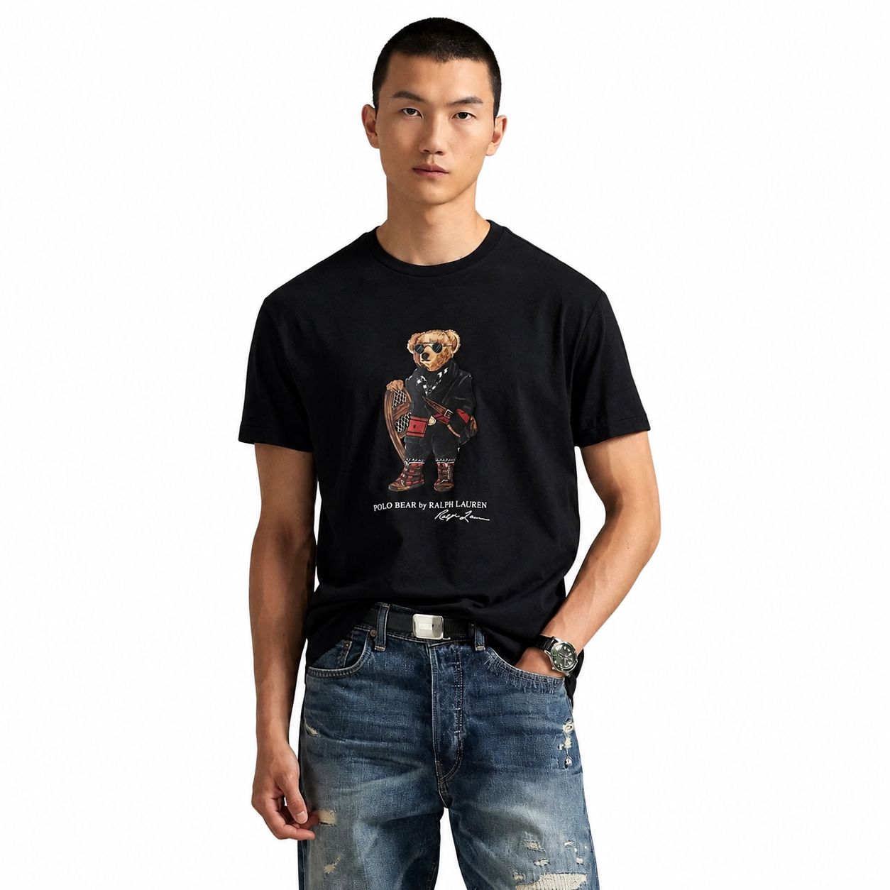 Ralph Lauren Classic Fit Polo Bear Jersey T-SHIRT Schwarz