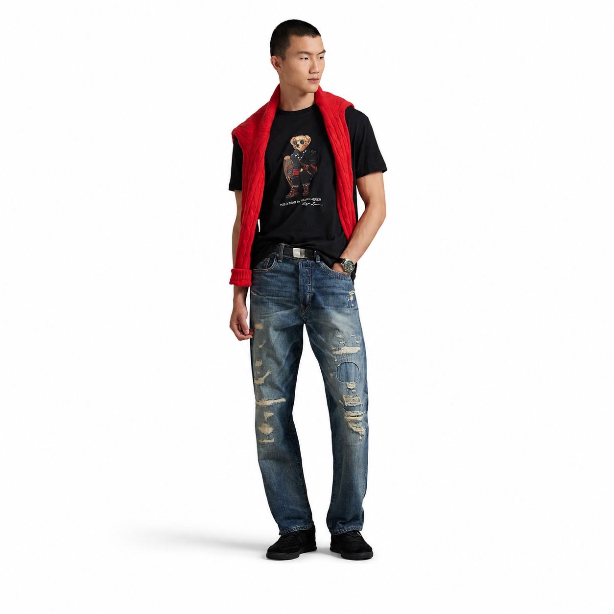 Ralph Lauren Classic Fit Polo Bear Jersey T-SHIRT Schwarz