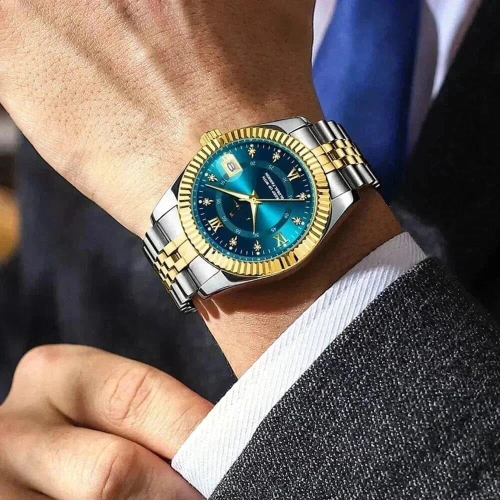 Poedagar Goldenstar 40mm Herrenarmbanduhr - Wasserdicht - Edelstahl