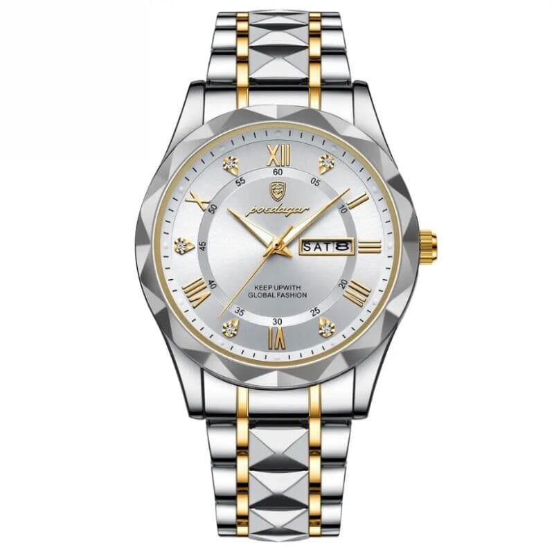 POEDAGAR Luminous Steel 40mm Herrenarmbanduhr - Wasserdicht | Edelstahl