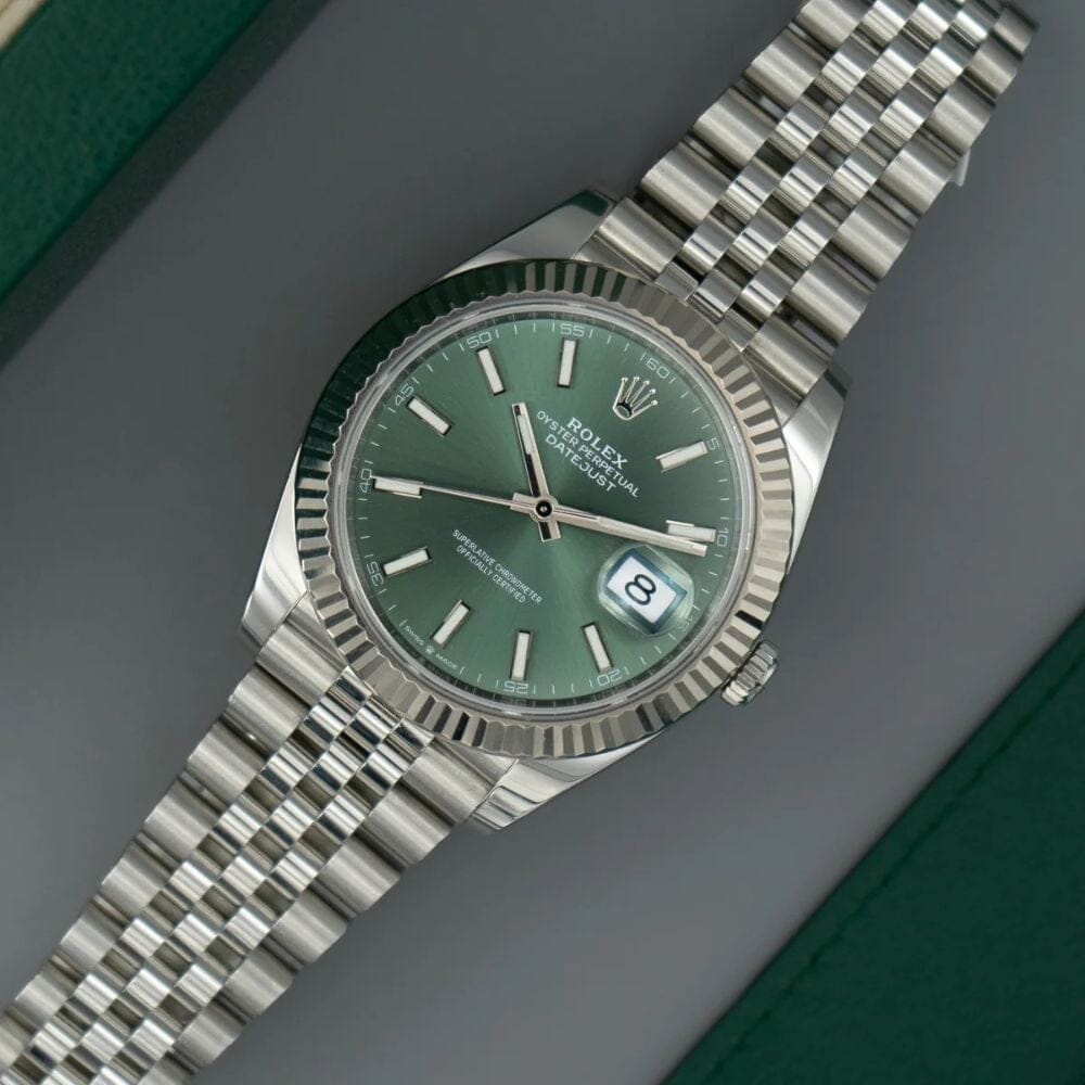 Rolex Datejust Grünes Zifferblatt Jubilee Armband 41mm