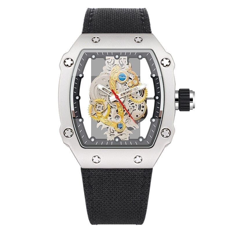 Poedagar Skeleton Mech Herren-Armbanduhr Mit Skelett-Zifferblatt